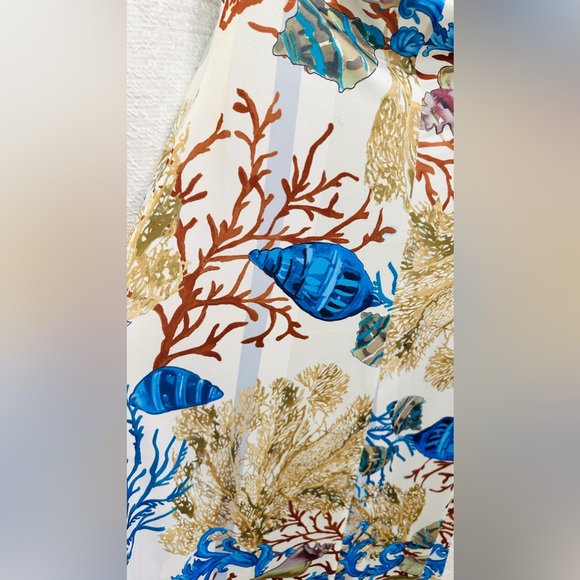 Boston Proper Maxi Halter Dress M Long Flowy Beach Ocean Reef Seashells Coral - Picture 10 of 11